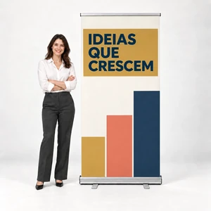 Roll Up 100x200cm — escala com pessoa
